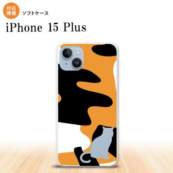 iPhone15 plus iPhone15 plus スマホケース 背面ケースソフトケース 猫 三毛猫 影 2023年 9月発売 nk-i15pl-tp426