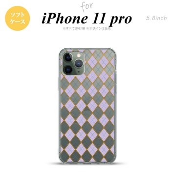 iPhone11Pro iPhone11 Pro スマホケース ソフトケース アーガイル クリア 紫 メンズ レディース nk-i11p-tp1410