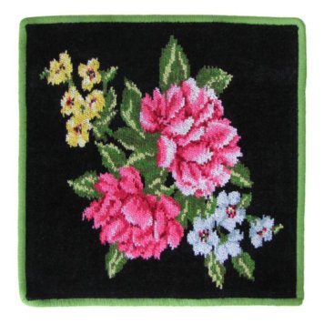 フェイラー FEILER ハンカチ ハンドタオル フェイスタオル 30cm×30cm PEONY ピオニー ブラック×グリーン 【スペシャルラッピング660円(別売り)】 誕生日 結婚祝い 結婚式 結婚記念日 出産祝い バレンタイン 高級 ホワイトデー 母の日