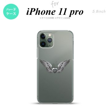 iPhone11Pro iPhone11 Pro スマホケース ハードケース 黒翼 ハート グレー メンズ レディース nk-i11p-466