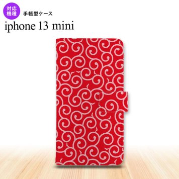 iPhone13mini iPhone13 mini 手帳型スマホケース カバー 唐草 赤 ピンク 5.4インチ nk-004s-i13m-dr1132