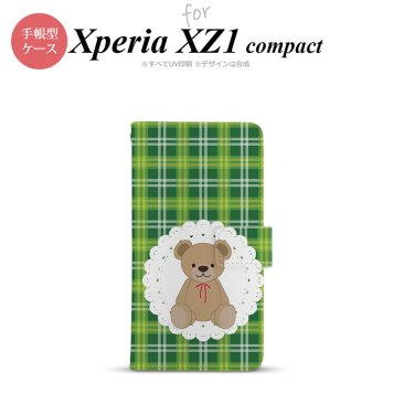 【手帳型 スマホ カバー ケース】【SO02K】【エクスペリア XZ1】手帳型 ケース SO-02K スマホ カバー Xperia XZ1 Compact エクスペリア くま(B) 緑 nk-004s-so02k-dr757【メール便送料無料】