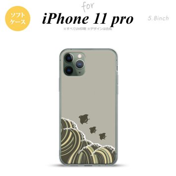 iPhone11Pro iPhone11 Pro スマホケース ソフトケース 波鳥 グレー メンズ レディース nk-i11p-tp1734