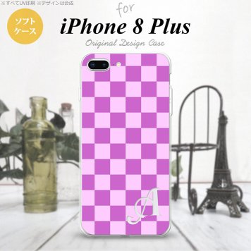 【iPhone8Plus】【スマホケース/スマホカバー】【アイフォン8プラス】iPhone8Plus スマホケース ケース アイフォン8プラス イニシャル スクエア 紫×ピンク nk-ip8p-tp768ini【メール便送料無料】