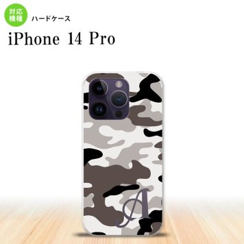 iPhone14 Pro iPhone14 Pro スマホケース 背面ケース ハードケース ウッドランド 迷彩 A グレー +アルファベット 2022年 9月発売 nk-i14p-1145i