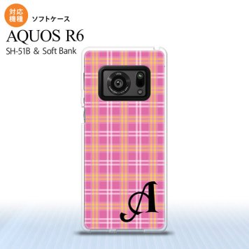 SH-51B AQUOS R6 AQUOS R6 スマホケース ソフトケース チェック B ピンク +アルファベット メンズ レディース nk-r6-tp434i