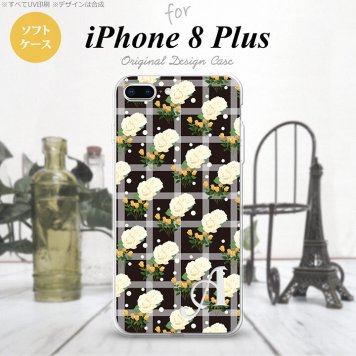 【iPhone8Plus】【スマホケース/スマホカバー】【アイフォン8プラス】iPhone8Plus スマホケース ケース アイフォン8プラス イニシャル チェック・バラ 黒 nk-ip8p-tp253ini【メール便送料無料】