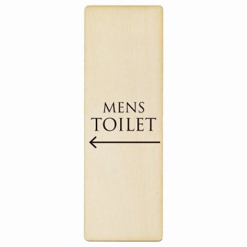トイレ プレート 木製 MENS 文字タイプ ホワイト ブラック 左 矢印 長方形 縦書き 4x12cm 方向案内 進路ドア サインステッカー ピクトサイン トイレマーク表示 案内 注意 施設 御手洗 TOILET おしゃれ シンプル 安全対策