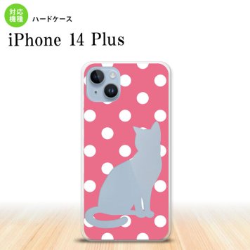 iPhone14 plsu iPhone14 plsu スマホケース 背面ケース ハードケース 猫 水玉 ピンク 2022年 10月発売 nk-i14pl-967