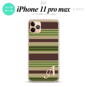 iPhone11ProMax iPhone11pro max スマホケース ハードケース ボーダー 緑 +アルファベット メンズ レディース nk-i11pm-701i