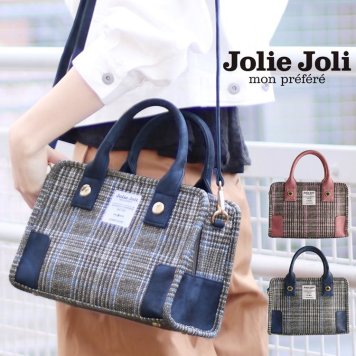 [Jolie Joli] ジョリージョリ ミニバッグ チェック柄 レディース 2WAY ツイード プリント ゴールド 金具 可愛い 上品 ピンク/ネイビー ギフト  (No.07000328r) 敬老の日 クリスマス 母の日 女性