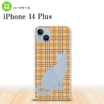 iPhone14 plsu iPhone14 plsu スマホケース 背面ケース ハードケース 猫 チェック B 茶 2022年 10月発売 nk-i14pl-956