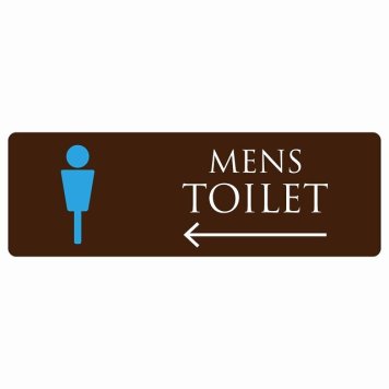 トイレ 案内 シール MENS ブラウン＆カラー 左 矢印 長方形 方向案内 進路ドア 防水 屋内 屋外 サインステッカー ピクトサイン トイレマーク表示 案内 注意 施設 御手洗 TOILET おしゃれ シンプル 安全対策