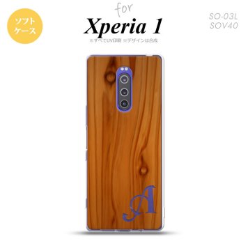 SO-03L SOV40 901SO Xperia 1 スマホケース ソフト カバー ピクチャ 木目 茶 +アルファベット nk-xp1-tp735i