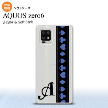 SHG04 SHG04 ZERO6 AQUOS zero6 スマホケース ソフトケース トランプ 帯 黒 青 +アルファベット メンズ レディース nk-zero6-tp525i