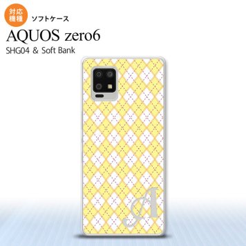 SHG04 SHG04 ZERO6 AQUOS zero6 スマホケース ソフトケース アーガイル 黄 紫 +アルファベット メンズ レディース nk-zero6-tp1405i