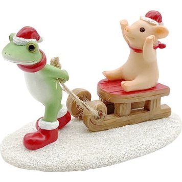 【ギフト対応無料】コポー クリスマス ミニブタとソリでお散歩 ダイカイ Copeau(コポー) コポーシリーズ かえる カエル 置物 オブジェ ※送料無料(北海道・沖縄は除く)