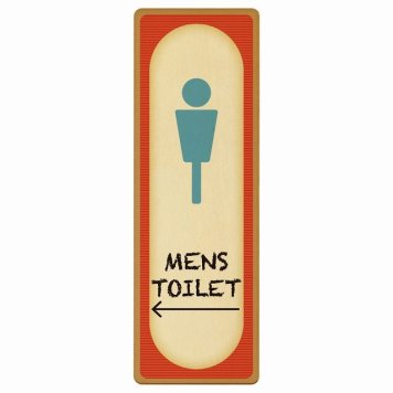 トイレ プレート 木製 MENS レトロ デザイン 左 矢印 長方形 縦書き 4x12cm 方向案内 進路ドア サインステッカー ピクトサイン トイレマーク表示 案内 注意 施設 御手洗 TOILET おしゃれ シンプル 安全対策