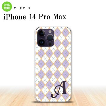 iPhone14 ProMax iPhone14 Pro Max スマホケース 背面ケース ハードケース アーガイル 紫 青 +アルファベット 2022年 9月発売 nk-i14pm-1409i