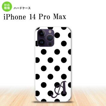 iPhone14 ProMax iPhone14 Pro Max スマホケース 背面ケース ハードケース ドット 水玉 B 白 黒 +アルファベット 2022年 9月発売 nk-i14pm-101i
