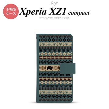 【手帳型 スマホ カバー ケース】【SO02K】【エクスペリア XZ1】手帳型 ケース SO-02K スマホ カバー Xperia XZ1 Compact エクスペリア エスニックゾウ 青 nk-004s-so02k-dr1573【メール便送料無料】