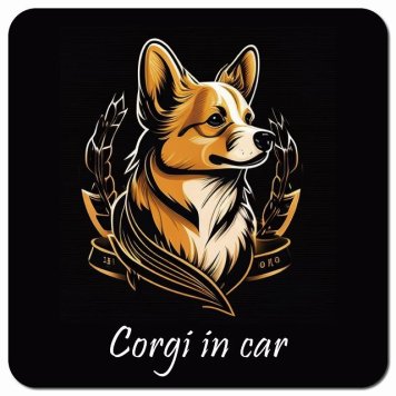 イラスト付 Dog in Car コーギー Bタイプ カーサイン 車 マグネットステッカー 犬 マグネット 強力 13x13cm 正方形 おしゃれ かわいい ドラレコステッカー 安全対策 危険運転 煽り運転 アニマル 動物 犬種別 屋外 防水 屋内