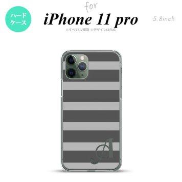 iPhone11Pro iPhone11 Pro スマホケース ハードケース ボーダー 大 グレー +アルファベット メンズ レディース nk-i11p-791i