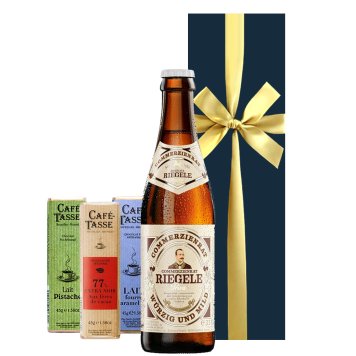ビールとチョコレート スイーツギフト【無料 リボンラッピング メッセージカード】ドイツ クラフトビール ラガー 330ml ベルギーチョコ 3種 ピスタチオ 塩キャラメル カカオニブ 誕生日 記念日 御祝  家族 友人 同僚 熨斗可 ギフト箱付 送料無料