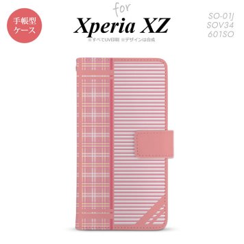 【手帳型 スマホ カバー ケース】【SO01J】【エクスペリア XZ 】手帳型 ケース SO-01J スマホ カバー XPERIA XZ エクスペリア チェック・ボーダー 赤 nk-004s-so01j-dr1606【メール便送料無料】
