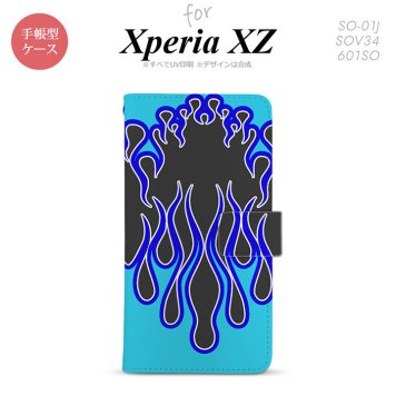 【手帳型 スマホ カバー ケース】【SO01J】【エクスペリア XZ 】手帳型 ケース SO-01J スマホ カバー XPERIA XZ エクスペリア ファイヤー 黒×青 nk-004s-so01j-dr1303【メール便送料無料】