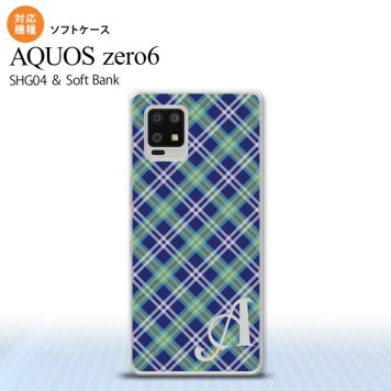 SHG04 SHG04 ZERO6 AQUOS zero6 スマホケース ソフトケース チェック A 青 +アルファベット メンズ レディース nk-zero6-tp437i