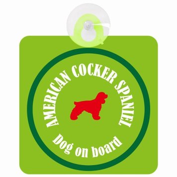 American Cocker Spaniel アメリカンコッカースパニエル ライトグリーン＆グリーン 車 窓ガラス 吸盤タイプ DOG IN CAR かっこいい おしゃれ 犬 シルエット アメ雑風 カラフル ドッグインカー ドッグオンボード 安全対策 セーフティサイン デコ 外出 ドライブ カーサイン 吸盤