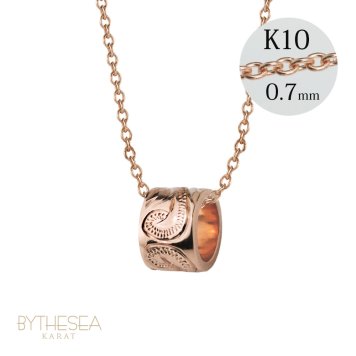 ゴールド ネックレス ハワイアンジュエリー ネックレス チューブ ピンクゴールド ネックレス スクロールチューブ Sサイズ 14K K14ピンクゴールド K10 10Kあずきチェーン太0.7mm ギフトラッピング可能 BY THE SEA バイザシー プレゼント ハロウィン 【品番：CG-GP127R】