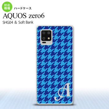 SHG04 SHG04 ZERO6 AQUOS zero6 スマホケース ハードケース 千鳥 格子 大 青 +アルファベット メンズ レディース nk-zero6-919i