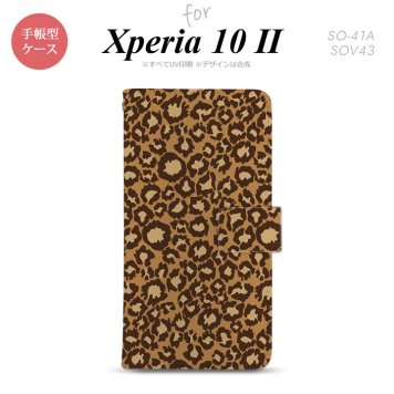 Xperia10 II 手帳型 スマホケース 全面印刷 おしゃれ ストラップホール有り 豹柄 茶 nk-004s-xp102-dr898