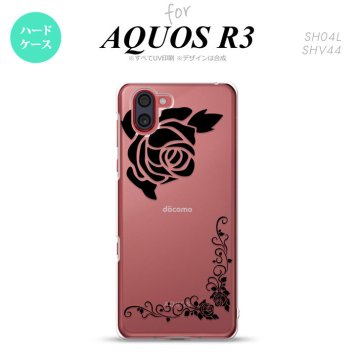 SH-04L SHV44 R3 AQUOS R3 スマホケース カバー バラ A クリア 黒 nk-r3-1065