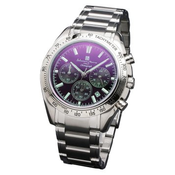 新品 2年保証 送料無料 Salvatore Marra サルバトーレマーラ 腕時計 SM18106 SM18106-SSBKSV メンズ 男性 カラーガラス ステンレス クロノグラフ 24時間計 カレンダー クォーツ 電池式 日本製 シルバー ブラック