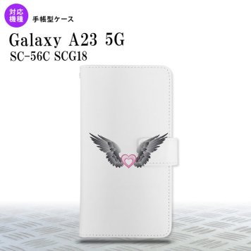 Galaxy A23 GalaxyA23 手帳型スマホケース カバー 黒翼 ハート ピンク 2022年 10月発売 nk-004s-a23-dr465