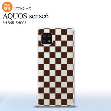 SH-54B SHG05 AQUOS sense6 スマホケース ソフトケース スクエア 茶 メンズ レディース nk-sens6-tp032