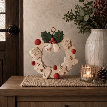 国産ヒノキのクリスマスリース｜木製ナチュラルリース｜クリスマス飾り・インテリア・ギフト｜ハンドメイド
