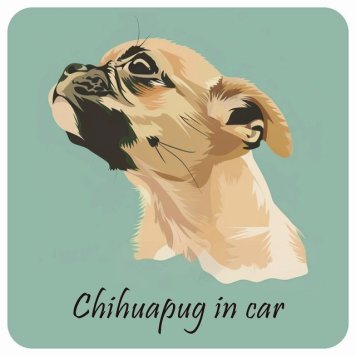 ドッグ カーステッカー イラスト付 Dog in Car チワパグ Aタイプ セーフティサイン 犬種別 正方形 13x13cm シール リア あおり運転対策 Dog Sticker 屋外 屋内 防水 かわいい おしゃれ 安全対策 カーサイン