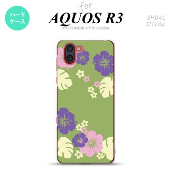 SH-04L SHV44 R3 AQUOS R3 スマホケース カバー ハイビスカス C 緑 nk-r3-451