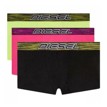 ディーゼル DIESEL ボクサーパンツ 前閉じ ロゴ コットン 3枚組 セット 男性用 下着 00ST3V0GFAZ E6816 メンズ ブラック+ピンク+ライトグリーン