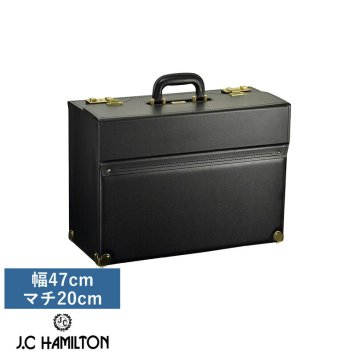 J.C HAMILTON 合成皮革 パイロットケース 幅47cm×マチ20cm ブラック