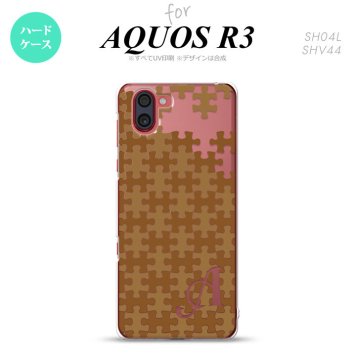 SH-04L SHV44 R3 AQUOS R3 スマホケース カバー パズル 茶 +アルファベット nk-r3-1213i