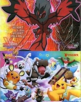 ポケットモンスター　ポケモン　クリアファイル イベルタル/集合 はがきサイズ オリジナルクリアポケット(ミニクリアファイル)「ポケットモンスターXY」 ポケモンパン×ナムコ キャンペーン品 第1弾