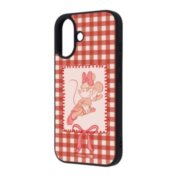 iPhone 16 ディズニー / maru 衝撃吸収 バンパー ハイブリッドケース / ミニー_チェックリボン ※送料無料(ポスト投函)