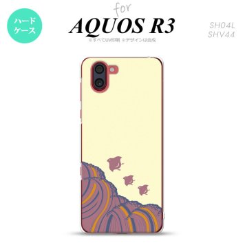 SH-04L SHV44 R3 AQUOS R3 スマホケース カバー 波鳥 黄 nk-r3-1733