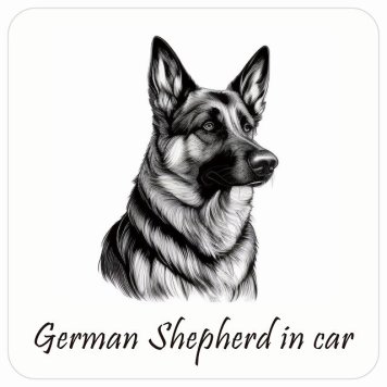 ドッグ カーステッカー イラスト付 Dog in Car シェパード B タイプ セーフティサイン 犬種別 正方形 13x13cm シール リア あおり運転対策 Dog Sticker 屋外 屋内 防水 かわいい おしゃれ 安全対策 カーサイン