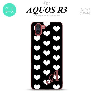 SH-04L SHV44 R3 AQUOS R3 スマホケース カバー ハート A 黒 白 +アルファベット nk-r3-119i